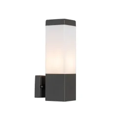 Moderne buiten wandlamp donkergrijs met opaal - Malios