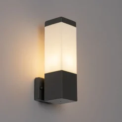 Moderne buiten wandlamp donkergrijs met opaal - Malios