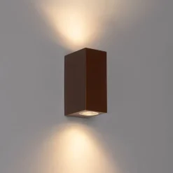 Moderne buiten wandlamp roestbruin kunststof 2-lichts - Baleno