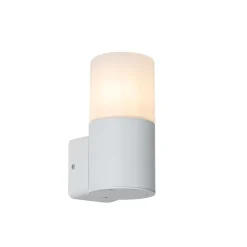 Moderne buiten wandlamp wit met opaal witte kap IP44 - Odense