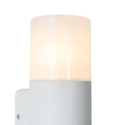 Moderne buiten wandlamp wit met opaal witte kap IP44 - Odense