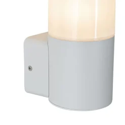 Moderne buiten wandlamp wit met opaal witte kap IP44 - Odense