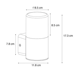 Moderne buiten wandlamp wit met opaal witte kap IP44 - Odense