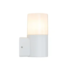 Moderne buiten wandlamp wit met opaal witte kap IP44 - Odense