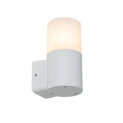 Moderne buiten wandlamp wit met opaal witte kap IP44 - Odense