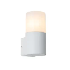 Moderne buiten wandlamp wit met opaal witte kap IP44 - Odense