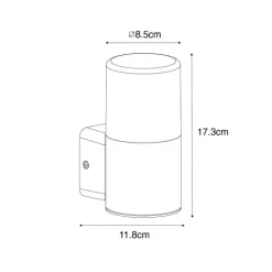 Moderne buiten wandlamp zwart met smoke kap IP44 - Odense