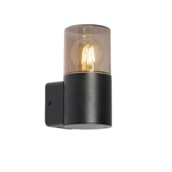 Moderne buiten wandlamp zwart met smoke kap IP44 - Odense