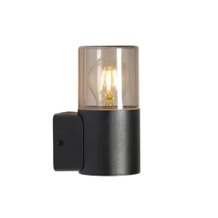 Moderne buiten wandlamp zwart met smoke kap IP44 - Odense
