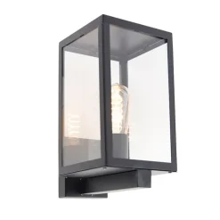Moderne buiten wandlamp zwart met glas 30 cm - Rotterdam