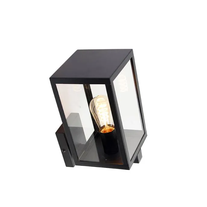 Moderne buiten wandlamp zwart met glas 30 cm - Rotterdam