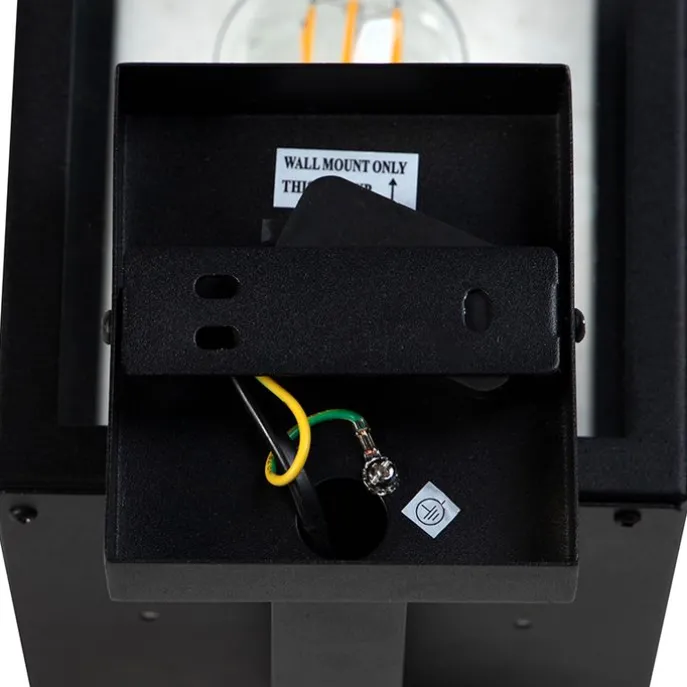 Moderne buiten wandlamp zwart met glas 30 cm - Rotterdam