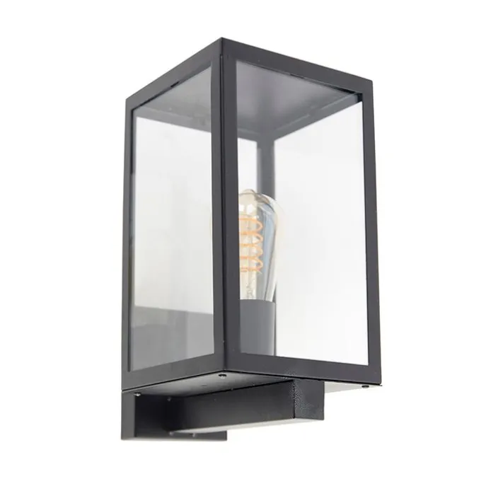 Moderne buiten wandlamp zwart met glas 30 cm - Rotterdam