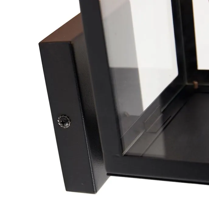 Moderne buiten wandlamp zwart met glas 30 cm - Rotterdam