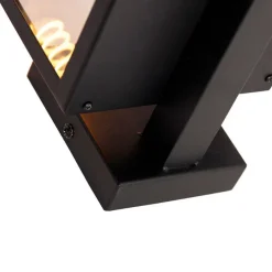 Moderne buiten wandlamp zwart met glas 30 cm - Rotterdam