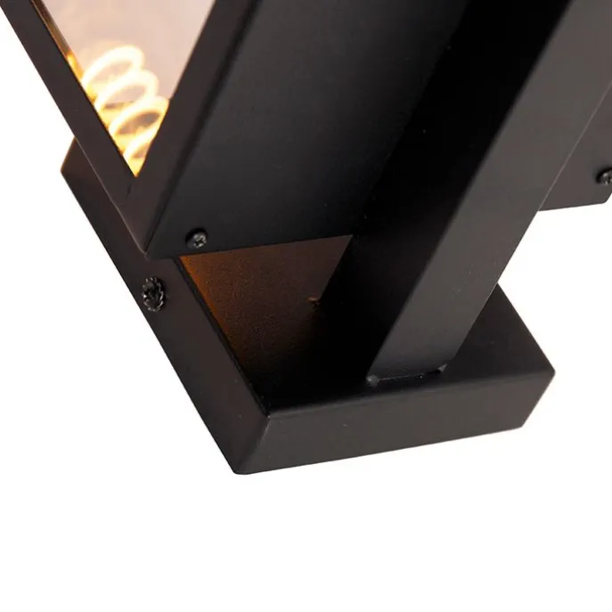 Moderne buiten wandlamp zwart met glas 30 cm - Rotterdam