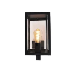 Moderne buiten wandlamp zwart met glas 30 cm - Rotterdam
