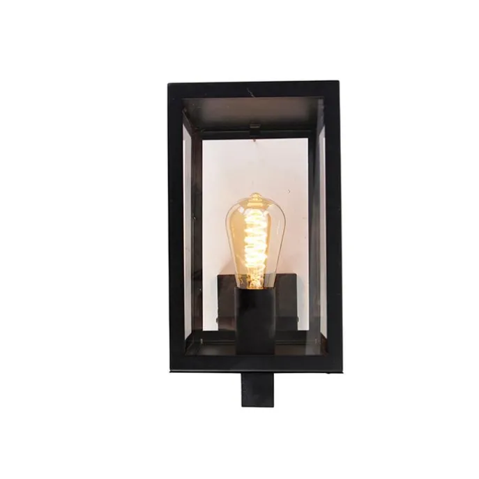 Moderne buiten wandlamp zwart met glas 30 cm - Rotterdam