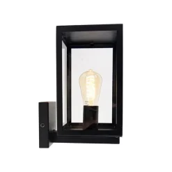Moderne buiten wandlamp zwart met glas 30 cm - Rotterdam