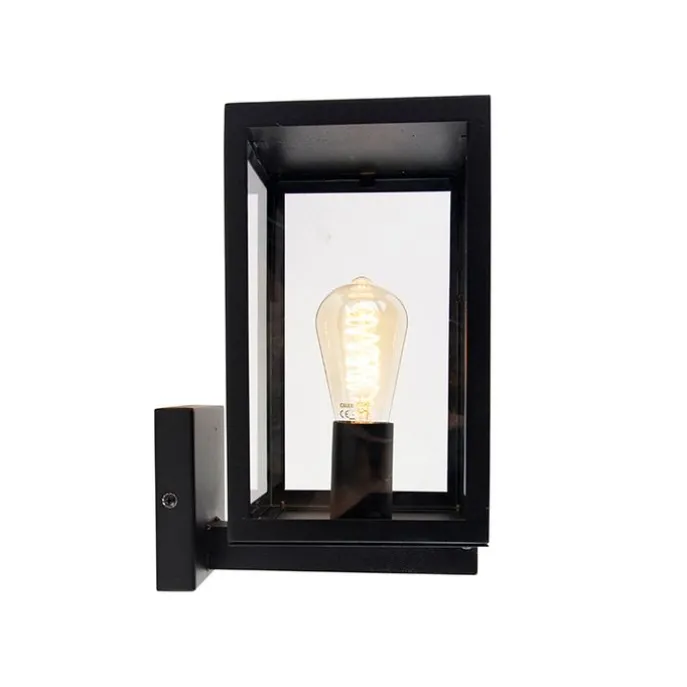 Moderne buiten wandlamp zwart met glas 30 cm - Rotterdam