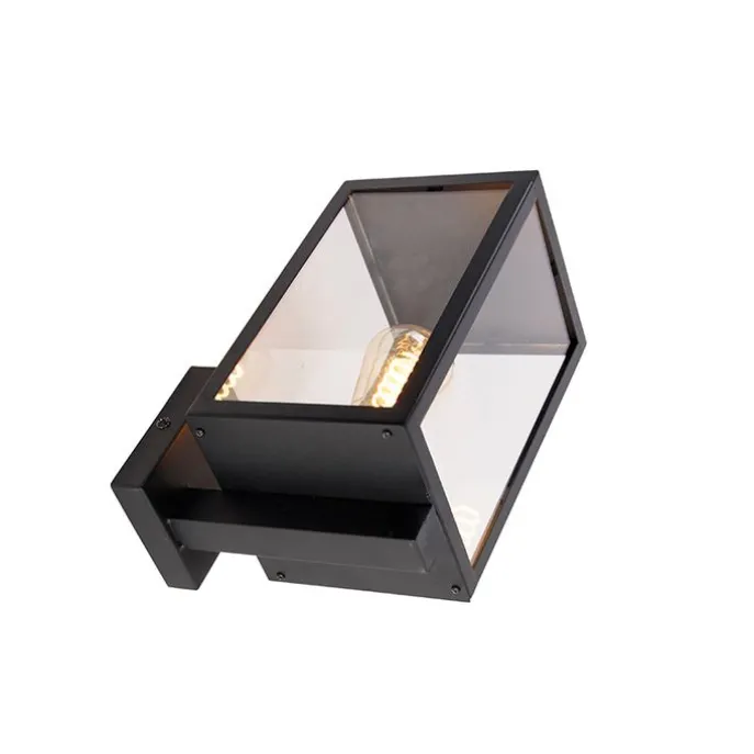 Moderne buiten wandlamp zwart met glas 30 cm - Rotterdam