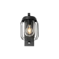Moderne buiten wandlamp zwart IP44 met bewegingssensor - Luc