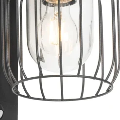 Moderne buiten wandlamp zwart IP44 met bewegingssensor - Luc