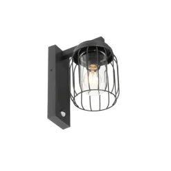 Moderne buiten wandlamp zwart IP44 met bewegingssensor - Luc