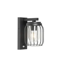 Moderne buiten wandlamp zwart IP44 met bewegingssensor - Luc