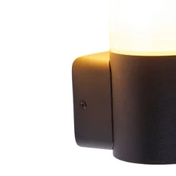 Moderne buiten wandlamp zwart met opaal kap IP44 - Odense