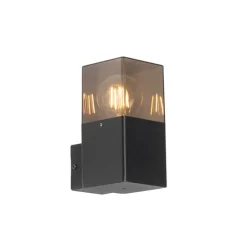 Moderne buiten wandlamp zwart IP44 met smoke glas - Denmark