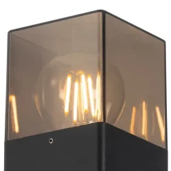 Moderne buiten wandlamp zwart IP44 met smoke glas - Denmark