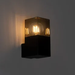 Moderne buiten wandlamp zwart IP44 met smoke glas - Denmark