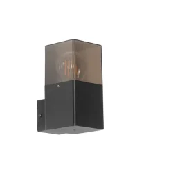 Moderne buiten wandlamp zwart IP44 met smoke glas - Denmark