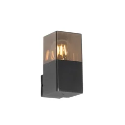 Moderne buiten wandlamp zwart IP44 met smoke glas - Denmark