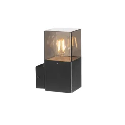 Moderne buiten wandlamp zwart IP44 met smoke glas - Denmark