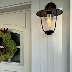 Moderne buiten wandlamp zwart met helder glas - Khana