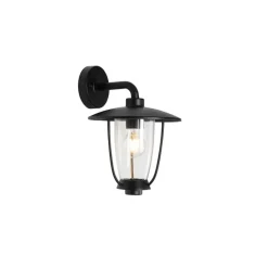 Moderne buiten wandlamp zwart met helder glas - Khana