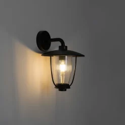 Moderne buiten wandlamp zwart met helder glas - Khana