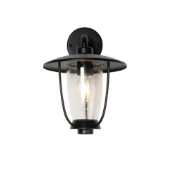 Moderne buiten wandlamp zwart met helder glas - Khana