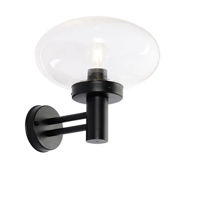 Moderne buiten wandlamp zwart met glas - Elly
