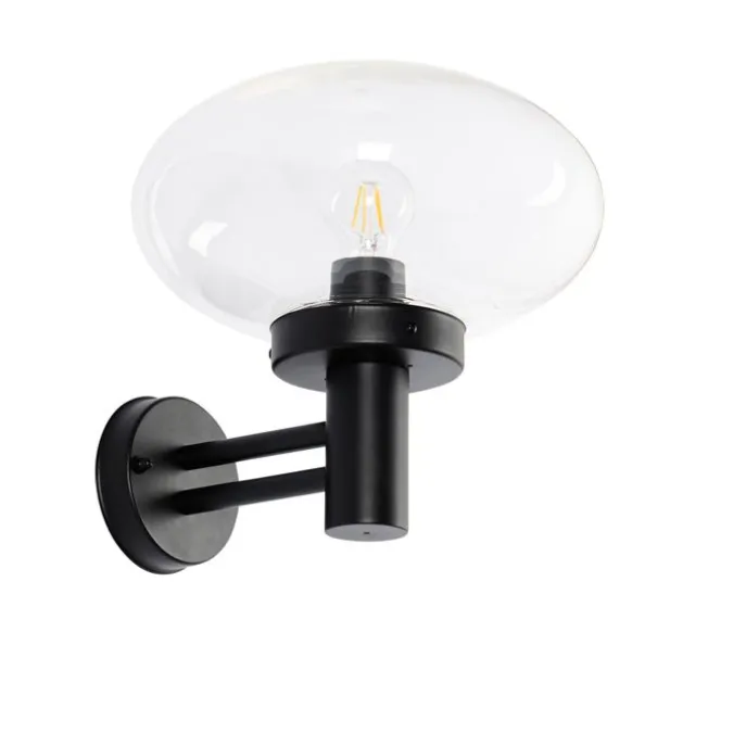 Moderne buiten wandlamp zwart met glas - Elly
