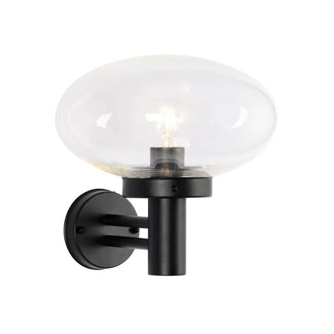 Moderne buiten wandlamp zwart met glas - Elly