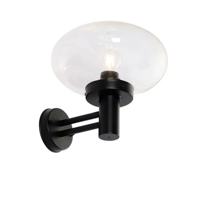 Moderne buiten wandlamp zwart met glas - Elly