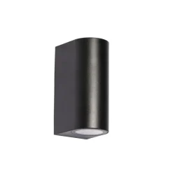 Moderne buiten wandlamp zwart kunststof ovaal 2-lichts - Baleno