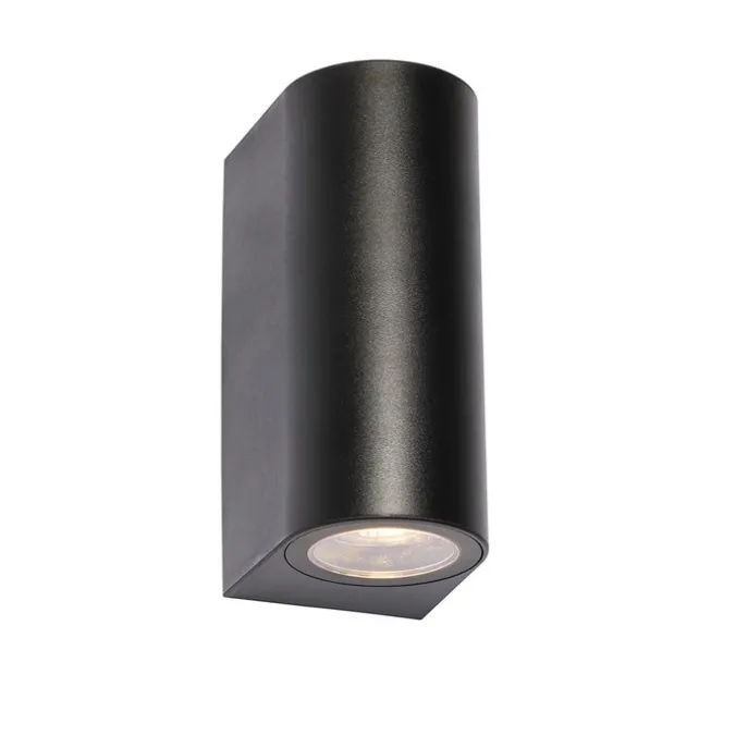 Moderne buiten wandlamp zwart kunststof ovaal 2-lichts - Baleno