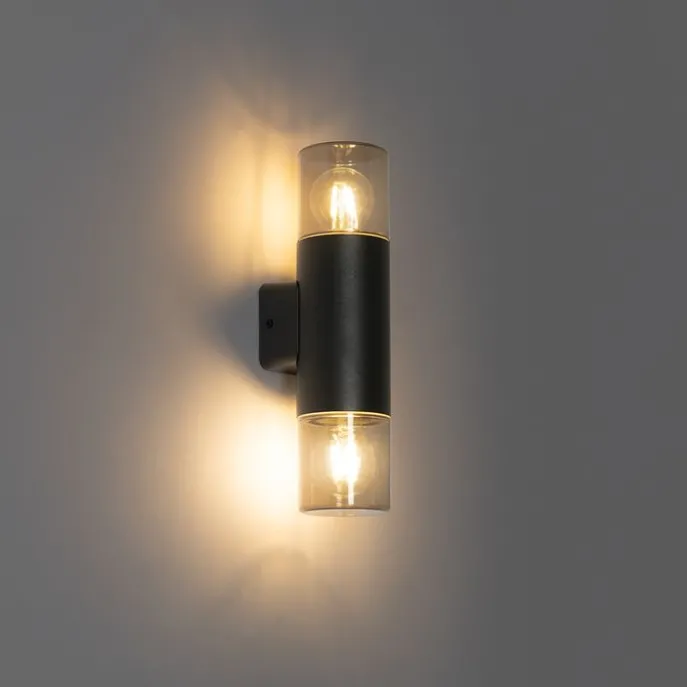 Moderne buiten wandlamp zwart 2-lichts IP44 - Odense