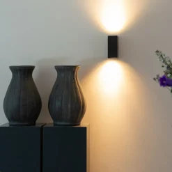 Moderne buiten wandlamp zwart kunststof 2-lichts - Baleno