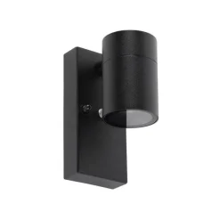 Moderne buiten wandlamp zwart IP44 met schemersensor - Solo