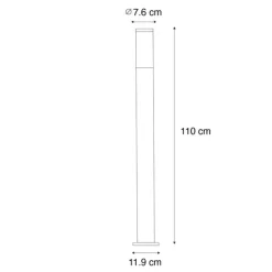 Moderne buitenlamp paal donkergrijs met opaal 110 cm IP44 - Rox